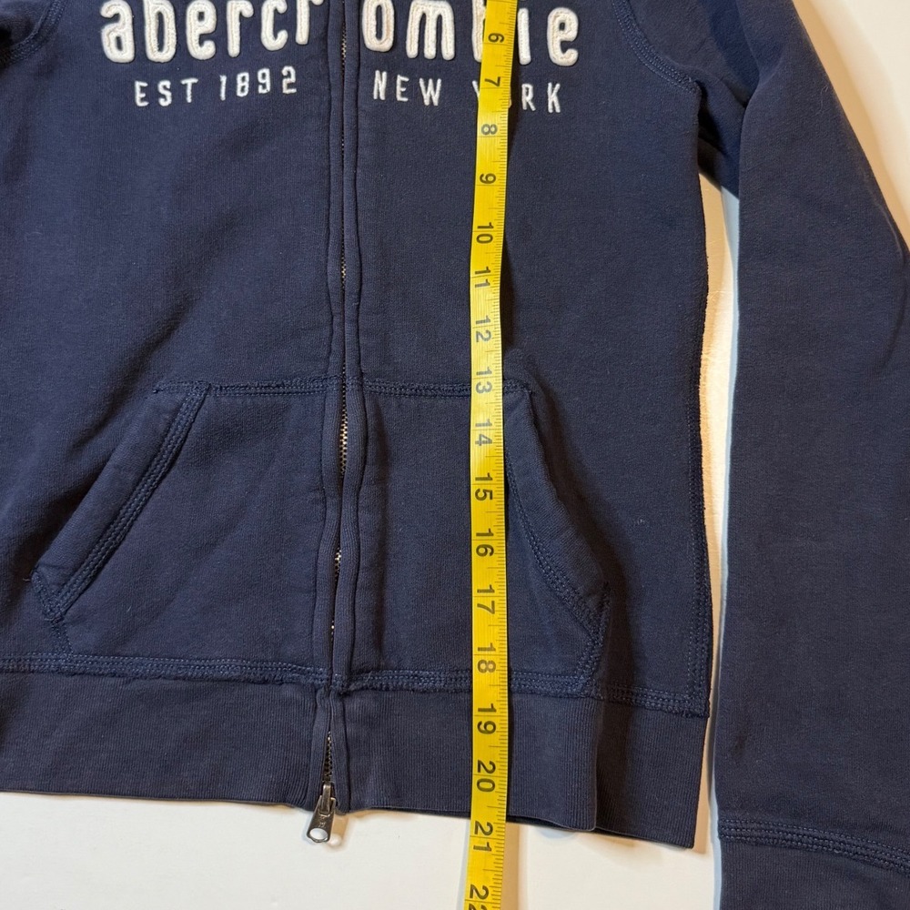 Vtg Abercrombie & Fitch Y2K Hoodie Large Navy Zip Up Logo Fleece Sweatshirt - Picture 6 of 6